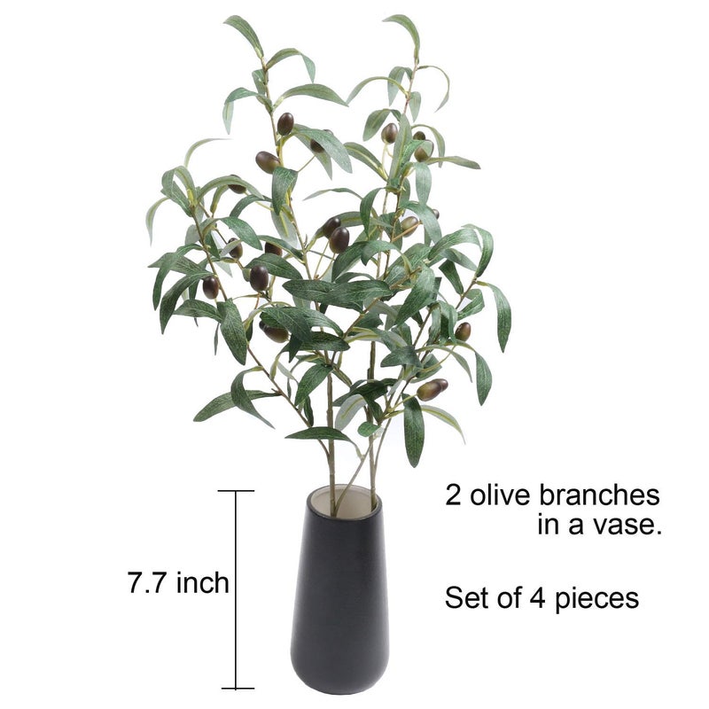 SHACOS 4 PCS 28 inch Artificial Olive Branches for Vases Greenery Olive Stems Faux Tree Branch Twig for Home Wedding Shop Office Garden Decor DIY Floral Crafts - Image 3